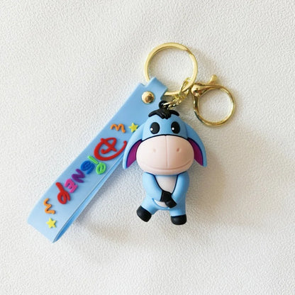 Winnie The Pooh Keychain Cute Bag Decoration Cartoon Couple Silicone Doll Piglet Tigger Eeyore Car Keyring Festival Gifts