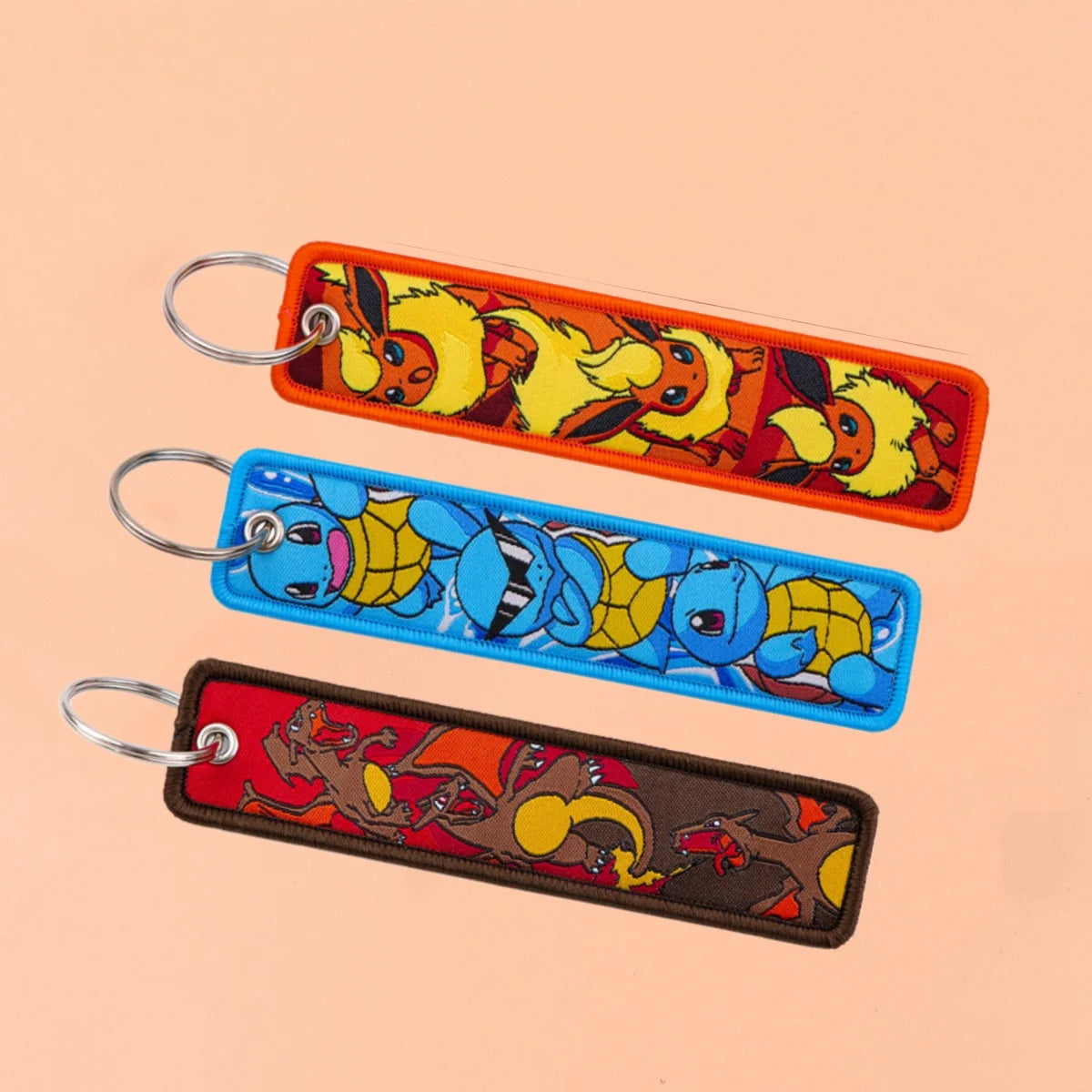 Pokémon Anime Elf Monsters Keychain for Cars Backpack Key Holders Embroidery Keyrings Key Tag Jet Tag Accessories Gifts