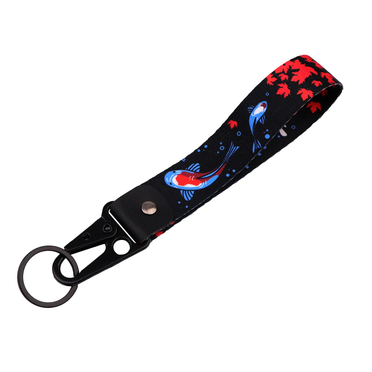 Koi Fish Wrist Keychain Good Luck Short Lanyard Key Ring Holder Multifunctional Wristband for Car Fashion Accessory for Women