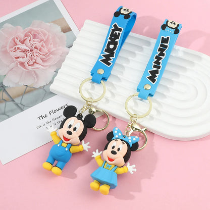 Disney PVC Figure Mickey and Minnie Mouse Keychains Creative Gift Car Metal Key Chain Accessories Gift for Friend