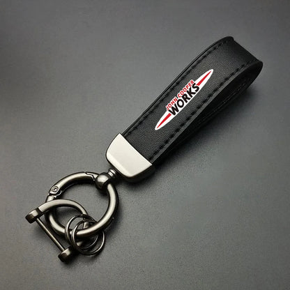 1PC Simple PU Leather Keychain Women Men Car Key Ring Chain For MINI Cooper R56 F56 R50 JCW Cabrio Aceman Countryman Coupe WORKS