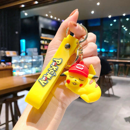 Pokémon Keychain Set, Adorable Pikachu Eevee Charmander figure Keychain, Anime Collectible Key Ring for Bag Backpack Gift