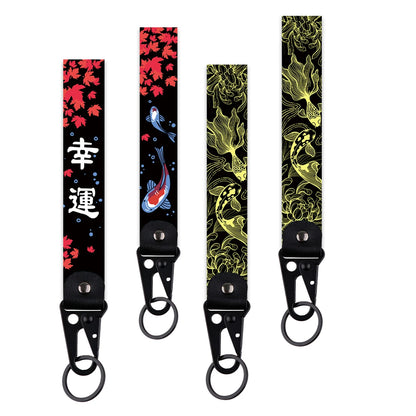 Koi Fish Wrist Keychain Good Luck Short Lanyard Key Ring Holder Multifunctional Wristband for Car Fashion Accessory for Women