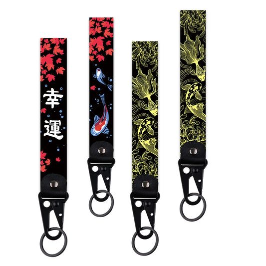 Koi Fish Wrist Keychain Good Luck Short Lanyard Key Ring Holder Multifunctional Wristband for Car Fashion Accessory for Women