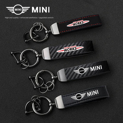 1PC Simple PU Leather Keychain Women Men Car Key Ring Chain For MINI Cooper R56 F56 R50 JCW Cabrio Aceman Countryman Coupe WORKS