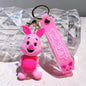 Winnie The Pooh Keychain Cute Bag Decoration Cartoon Couple Silicone Doll Piglet Tigger Eeyore Car Keyring Festival Gifts