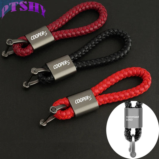 For Mini Cooper S R56 F56 R53 F55 F57 F54 R52 2022 High Quality Car Accessories Custom LOGO Braided Rope Keyring Metal Keychain