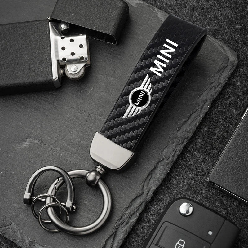 1PC Simple PU Leather Keychain Women Men Car Key Ring Chain For MINI Cooper R56 F56 R50 JCW Cabrio Aceman Countryman Coupe WORKS