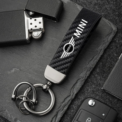 1PC Simple PU Leather Keychain Women Men Car Key Ring Chain For MINI Cooper R56 F56 R50 JCW Cabrio Aceman Countryman Coupe WORKS