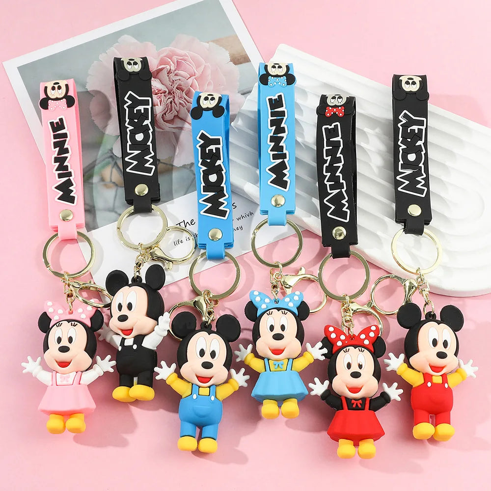 Mickey Minnie PVC Keychain Doll Action Figural Couple Car Key Chain Pendant Hanging Ornaments Wedding Gifts