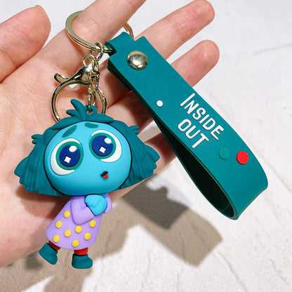 Anime Inside Out Figure Keychains Cute Cartoon Character Schoolbag Pendant Soft Glue Doll Bag Charm Keyring Jewelry Kids Toys