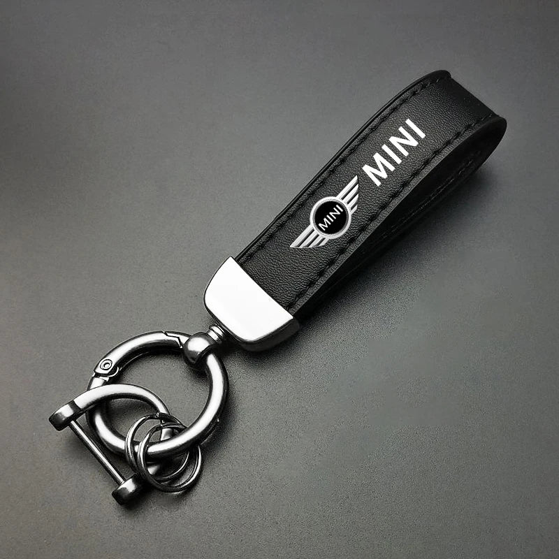 1PC Simple PU Leather Keychain Women Men Car Key Ring Chain For MINI Cooper R56 F56 R50 JCW Cabrio Aceman Countryman Coupe WORKS