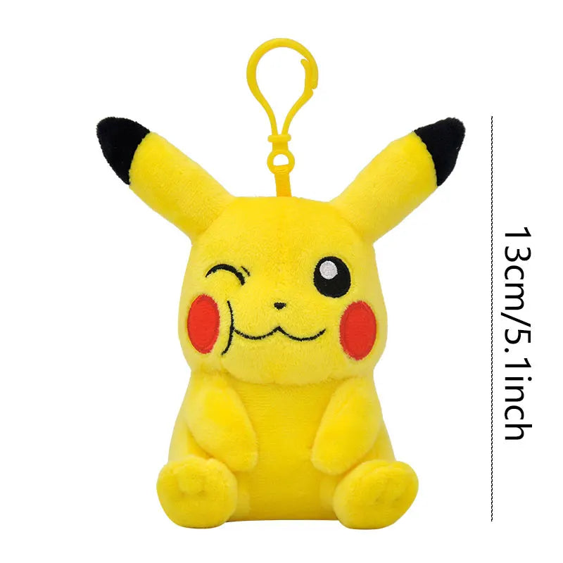 Anime Pokemon Kawaii Pikachu Keychain Eevee Mew Bulbasaur Charmander Snorlax Psyduck Stuffed Toy Cute Plush Keyring Doll Pendant
