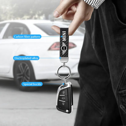 1PC Simple PU Leather Keychain Women Men Car Key Ring Chain For MINI Cooper R56 F56 R50 JCW Cabrio Aceman Countryman Coupe WORKS