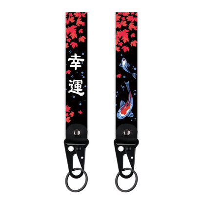 Koi Fish Wrist Keychain Good Luck Short Lanyard Key Ring Holder Multifunctional Wristband for Car Fashion Accessory for Women