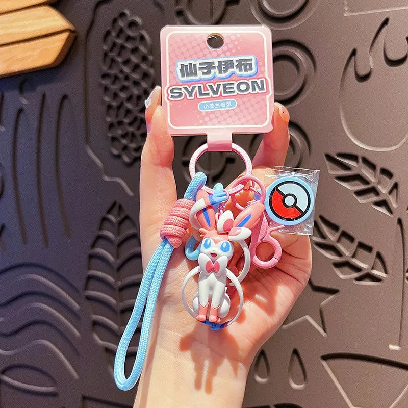 Poké Mon Aromatherapy Keychain Pikachu GENGAR SPRIGATITO SYLVEON FUECOCO QUAXLY Doll Handmade Pendant Children's Toy Gift