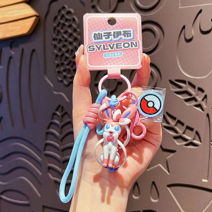Poké Mon Aromatherapy Keychain Pikachu GENGAR SPRIGATITO SYLVEON FUECOCO QUAXLY Doll Handmade Pendant Children's Toy Gift