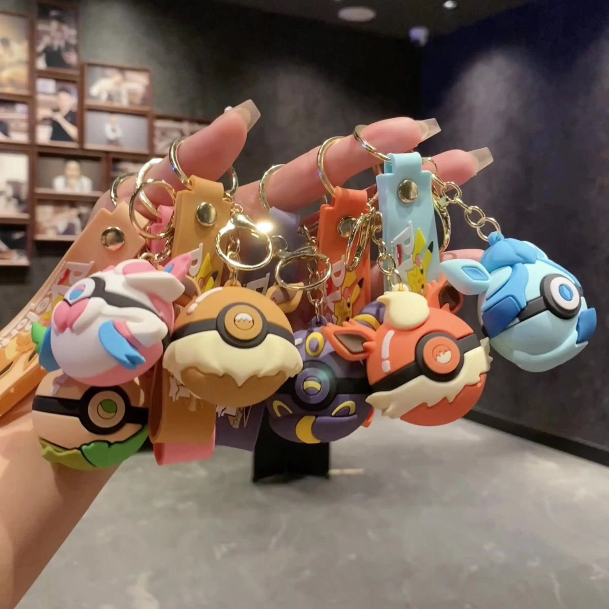 Pokemon Anime Eevee Family Keychain Kawaii Umbreon Shoulder Bag Schoolbag Pendant Cute Sylveon Car Keychain Accessories Gift