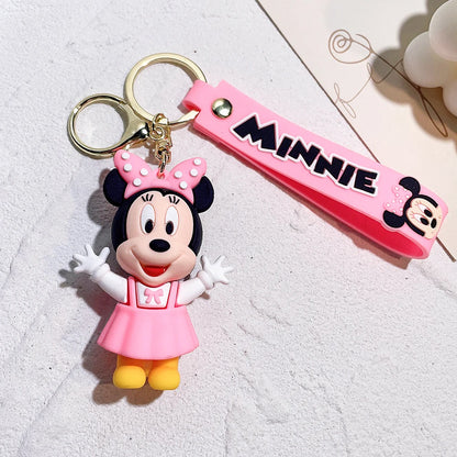 Disney PVC Figure Mickey and Minnie Mouse Keychains Creative Gift Car Metal Key Chain Accessories Gift for Friend
