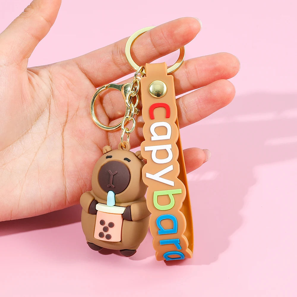 Cute Capybara Keychain Creative Cartoon Animal Pendant For Women Doll Keyring Ornament Car Key Accessories Holiday Gift Jewelry