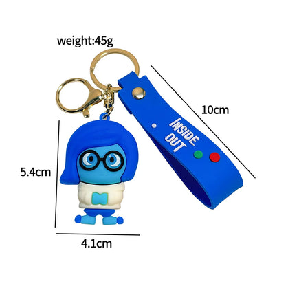 Anime Inside Out Figure Keychains Cute Cartoon Character Schoolbag Pendant Soft Glue Doll Bag Charm Keyring Jewelry Kids Toys