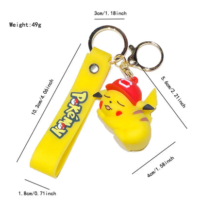 Pokémon Keychain Set, Adorable Pikachu Eevee Charmander figure Keychain, Anime Collectible Key Ring for Bag Backpack Gift