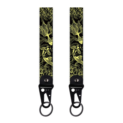 Koi Fish Wrist Keychain Good Luck Short Lanyard Key Ring Holder Multifunctional Wristband for Car Fashion Accessory for Women