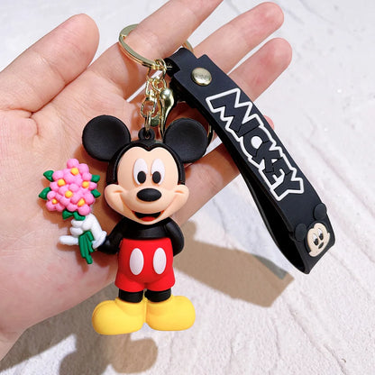 Mickey Minnie PVC Keychain Doll Action Figural Couple Car Key Chain Pendant Hanging Ornaments Wedding Gifts