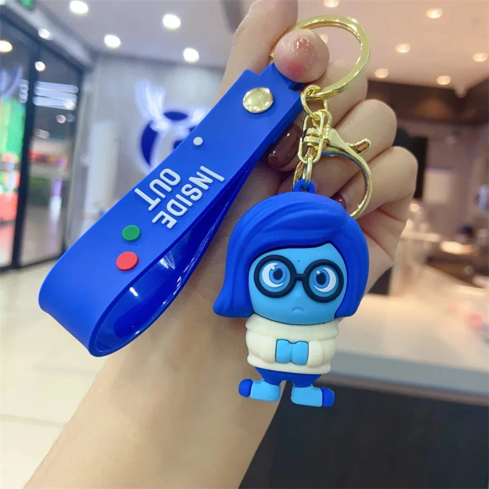 Anime Inside Out Figure Keychains Cute Cartoon Character Schoolbag Pendant Soft Glue Doll Bag Charm Keyring Jewelry Kids Toys