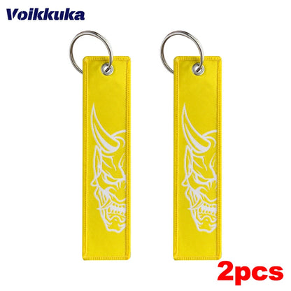 1Pc/2Pcs/3Pcs Set Sale Midnight Club Oni Mask Both Sides Embroidery Patterns Funny Tag Keychain Motorcycle Wholesale