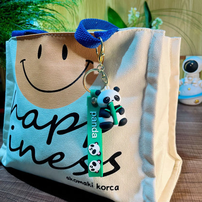 Cute Hold Bamboo Panda Keychain Silicone Giant Panda Schoolbag Doll Pendant Car Keyring Accessories Ornaments Small Gift