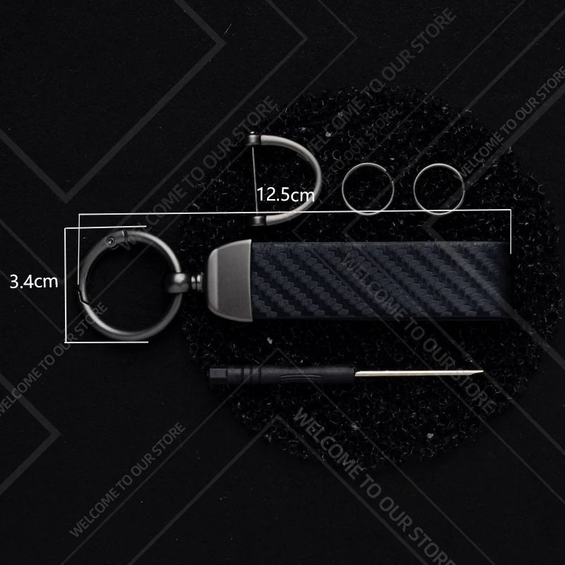 1PCS Car Keychain New JCW Logo For Mini Cooper S F54 F55 F56 F57 R58 R59 Widget Ornaments Metal Carbon Fiber Leather Key Chain
