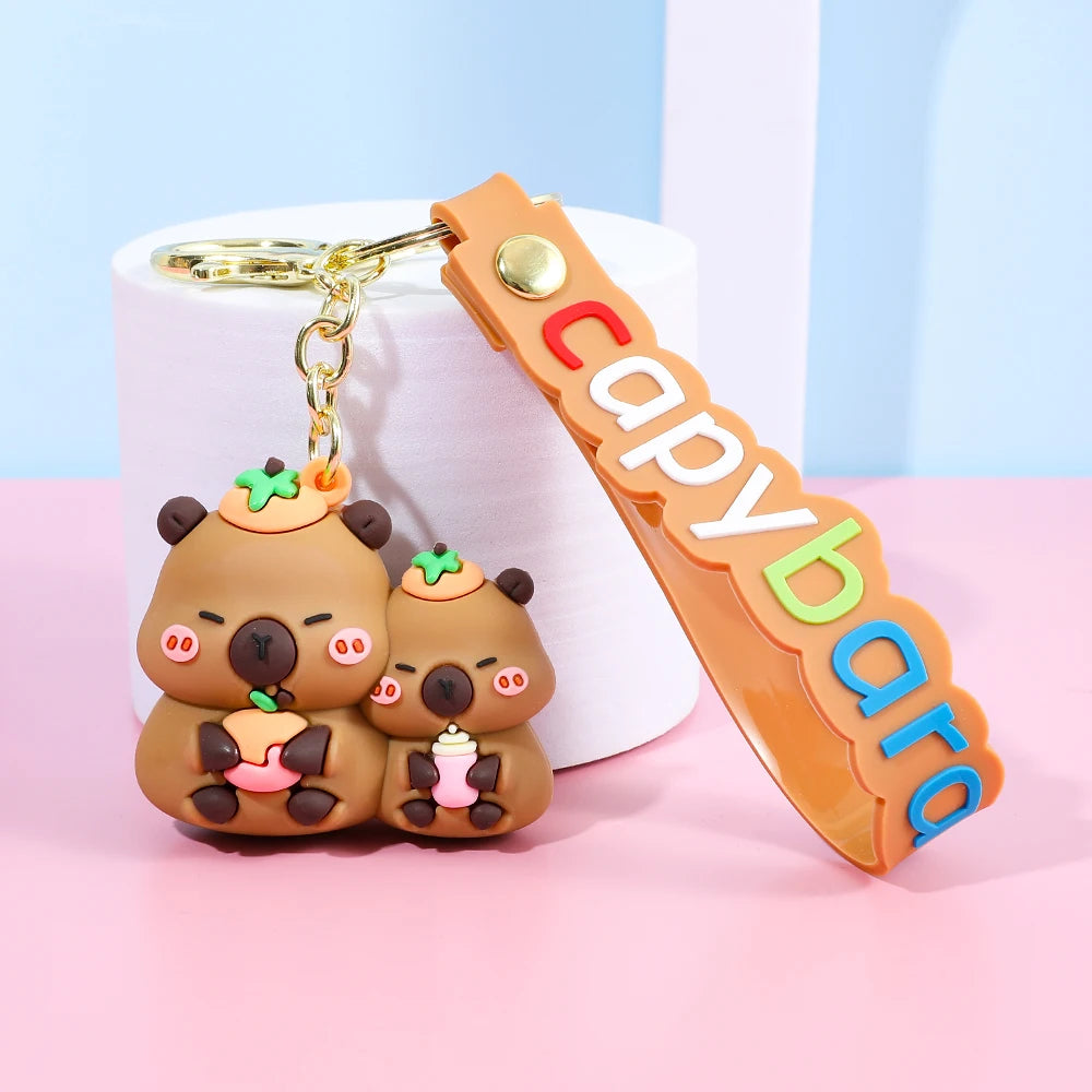 Cute Capybara Keychain Creative Cartoon Animal Pendant For Women Doll Keyring Ornament Car Key Accessories Holiday Gift Jewelry