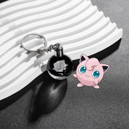 Pokemon Crystal Ball 3D Pikachu Mewtwo Mew Gengar keychain Pokeball Crystal Pokemon Glass Ball Figure Birthday Gift