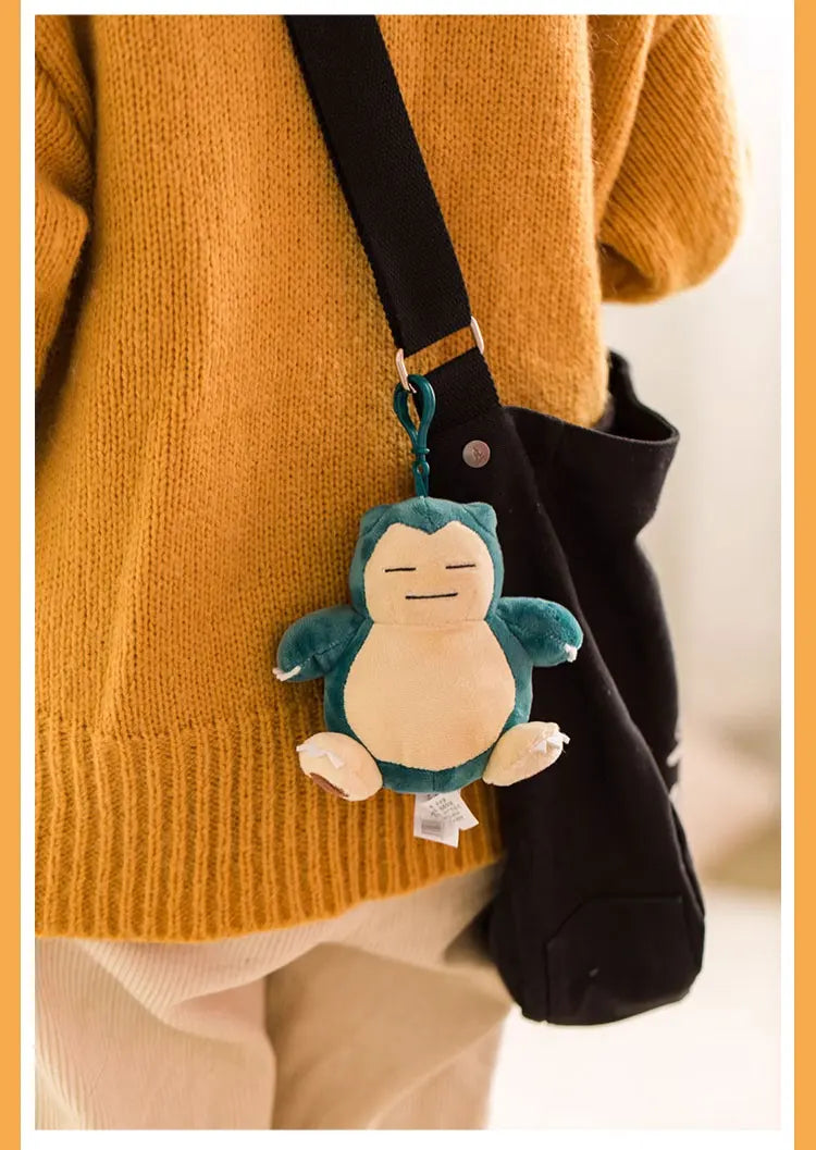 Anime Pokemon Kawaii Pikachu Keychain Eevee Mew Bulbasaur Charmander Snorlax Psyduck Stuffed Toy Cute Plush Keyring Doll Pendant