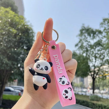 Cute Hold Bamboo Panda Keychain Silicone Giant Panda Schoolbag Doll Pendant Car Keyring Accessories Ornaments Small Gift