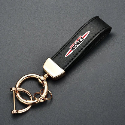 1PC Simple PU Leather Keychain Women Men Car Key Ring Chain For MINI Cooper R56 F56 R50 JCW Cabrio Aceman Countryman Coupe WORKS