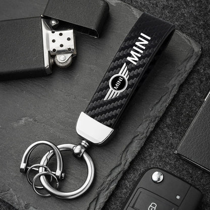 1PC Simple PU Leather Keychain Women Men Car Key Ring Chain For MINI Cooper R56 F56 R50 JCW Cabrio Aceman Countryman Coupe WORKS