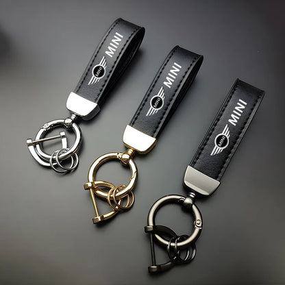 1PC Simple PU Leather Keychain Women Men Car Key Ring Chain For MINI Cooper R56 F56 R50 JCW Cabrio Aceman Countryman Coupe WORKS