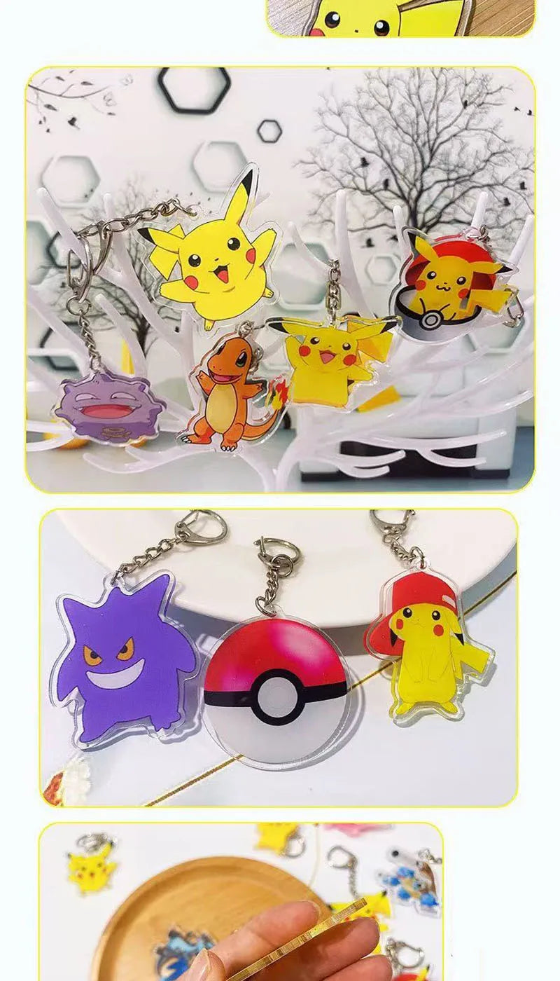 Pokemon Characters Pikachu Bulbasaur Acrylic Keychain Bag Charms Accessories Backpack Pendant Key Holder Friend Gifts