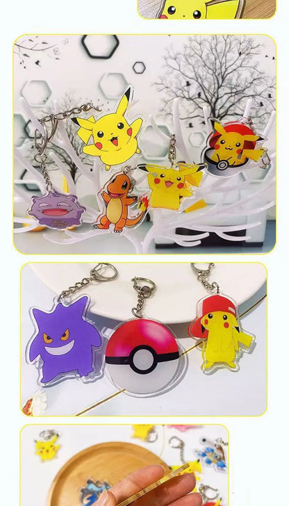 Pokemon Characters Pikachu Bulbasaur Acrylic Keychain Bag Charms Accessories Backpack Pendant Key Holder Friend Gifts