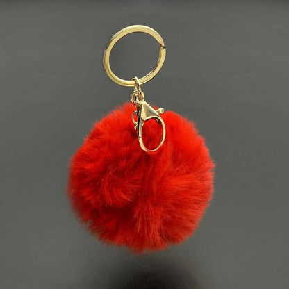 Fluffy Ball Pendant Keychain Artificial Fur Pompom Cute Candy Colors Keyring Charms Jewelry Key Chain Ring for Women Bag Gift