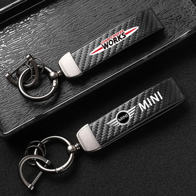 1PC Simple PU Leather Keychain Women Men Car Key Ring Chain For MINI Cooper R56 F56 R50 JCW Cabrio Aceman Countryman Coupe WORKS