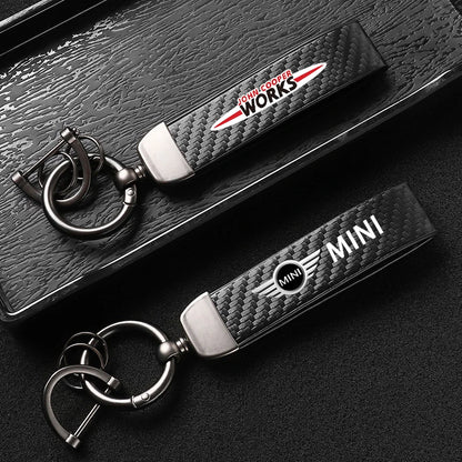 1PC Simple PU Leather Keychain Women Men Car Key Ring Chain For MINI Cooper R56 F56 R50 JCW Cabrio Aceman Countryman Coupe WORKS