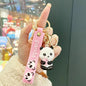 Cute Hold Bamboo Panda Keychain Silicone Giant Panda Schoolbag Doll Pendant Car Keyring Accessories Ornaments Small Gift