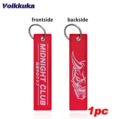 1Pc/2Pcs/3Pcs Set Sale Midnight Club Oni Mask Both Sides Embroidery Patterns Funny Tag Keychain Motorcycle Wholesale