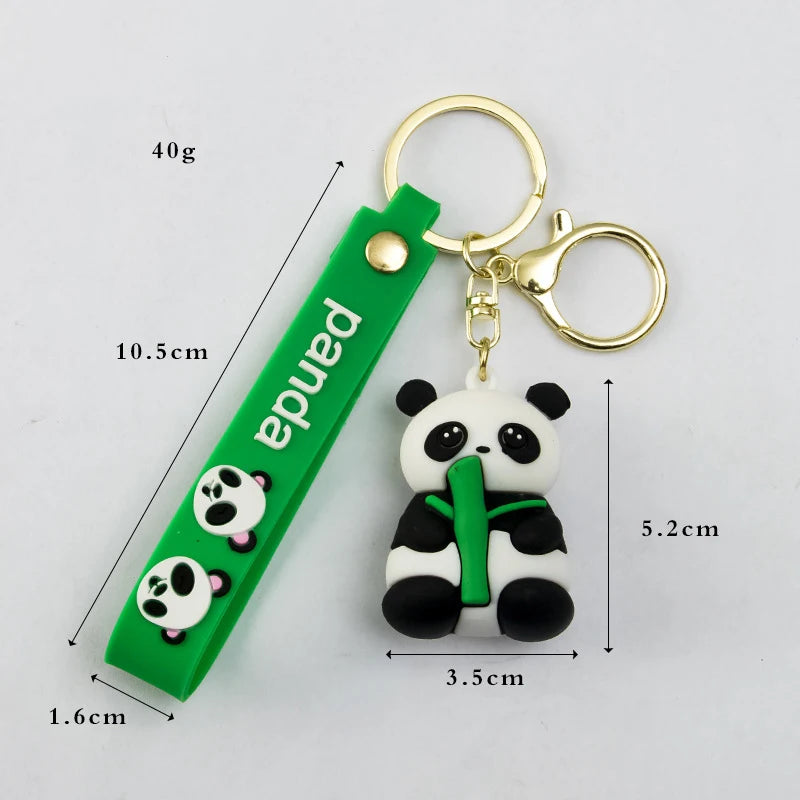 Cute Hold Bamboo Panda Keychain Silicone Giant Panda Schoolbag Doll Pendant Car Keyring Accessories Ornaments Small Gift