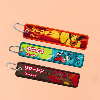 Pokémon Anime Elf Monsters Keychain for Cars Backpack Key Holders Embroidery Keyrings Key Tag Jet Tag Accessories Gifts