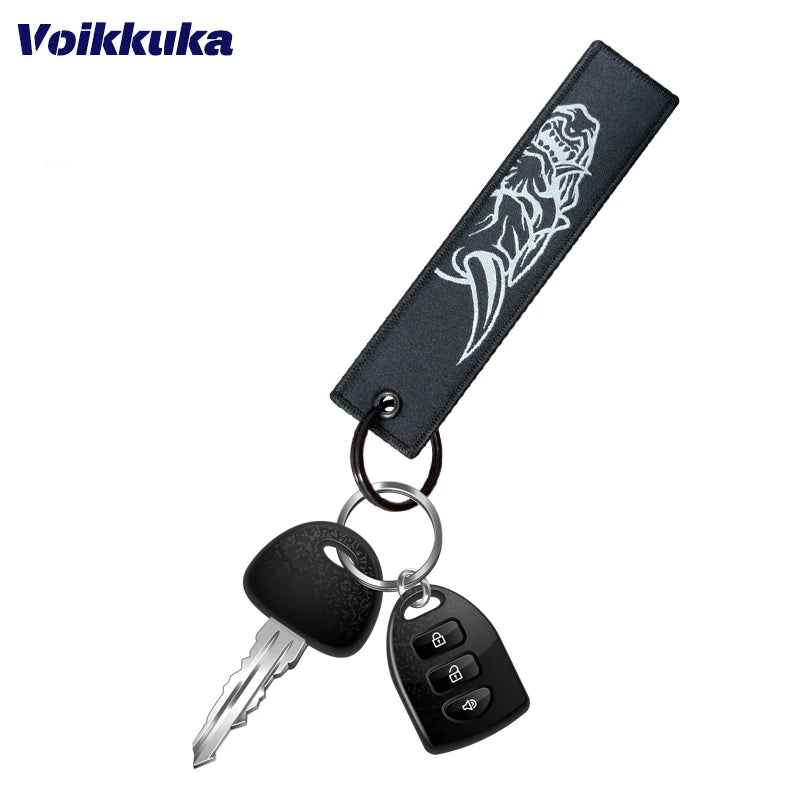 1Pc/2Pcs/3Pcs Set Sale Midnight Club Oni Mask Both Sides Embroidery Patterns Funny Tag Keychain Motorcycle Wholesale