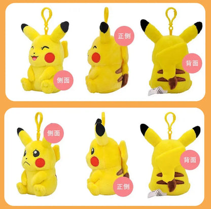 Anime Pokemon Kawaii Pikachu Keychain Eevee Mew Bulbasaur Charmander Snorlax Psyduck Stuffed Toy Cute Plush Keyring Doll Pendant